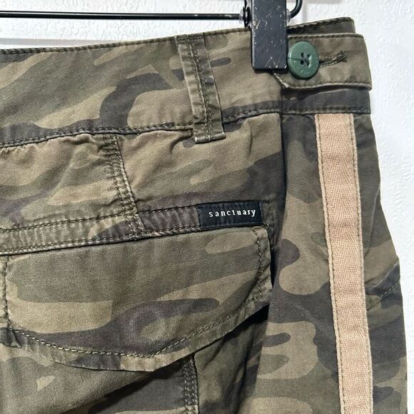 Sanctuary Anthropologie Terrain Cargo Pants Green Womens 27 Cropped Camo - Picture 2 of 8